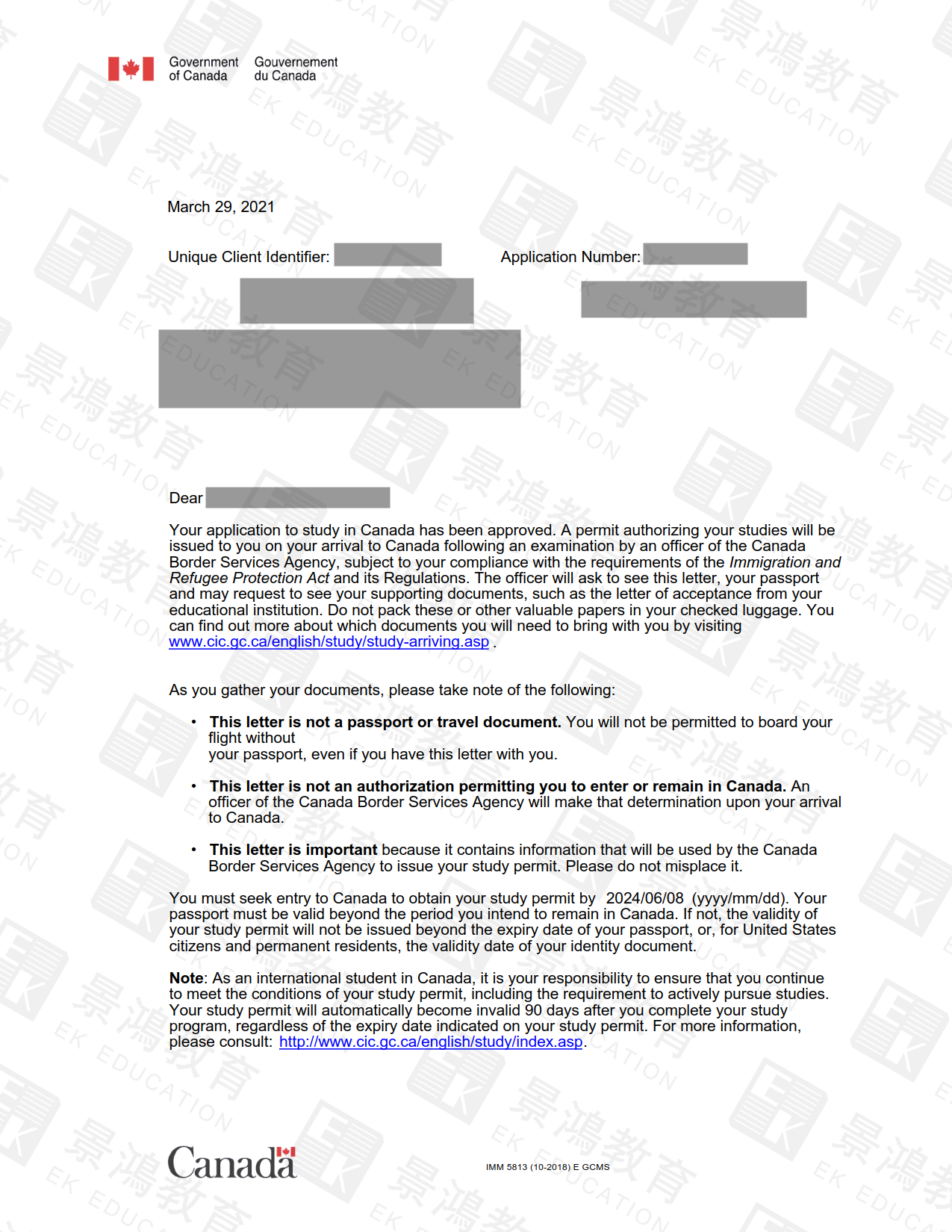 恭喜Z男士加拿大学签获批！